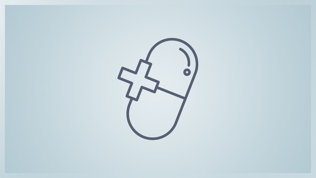 Icon einer Pille mit einem medizinischen Kreuz