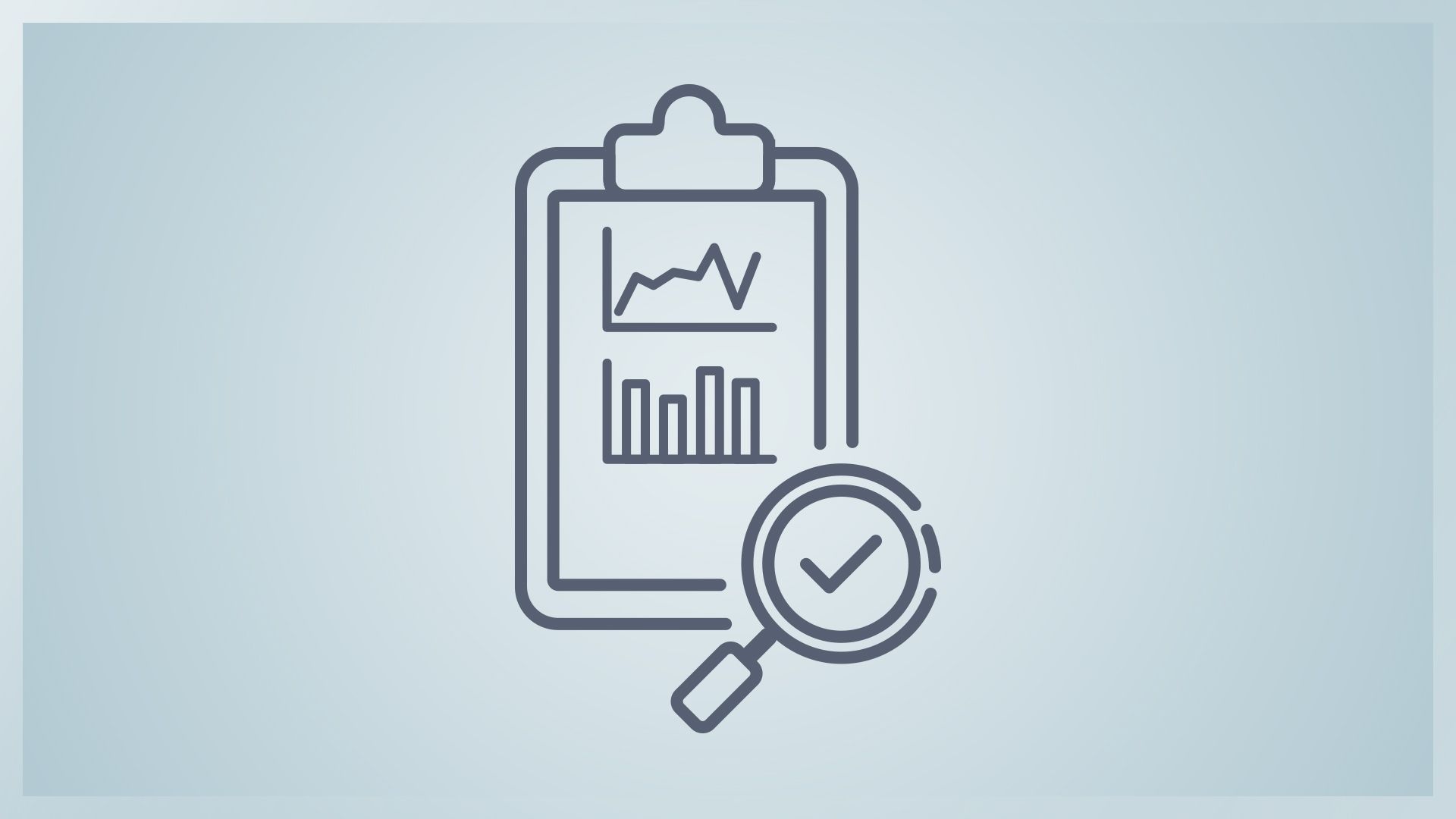 Icon eines Klemmbrettes mit Datenvisualisierungen. 