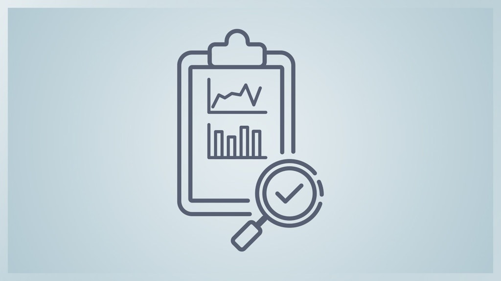 Icon eines Klemmbrettes mit Datenvisualisierungen.