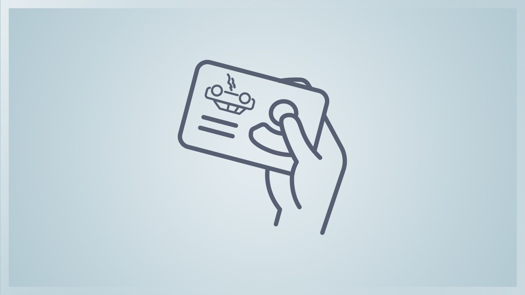 Icon einer Hand, die eine Versicherungskarte hält.