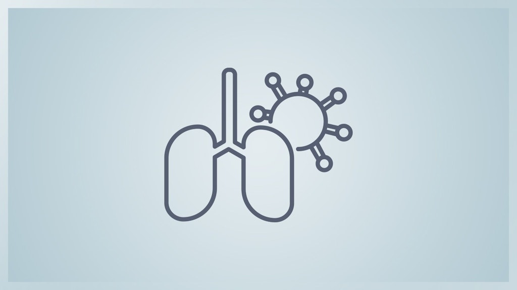 Icon einer Lunge und eines Viruses.