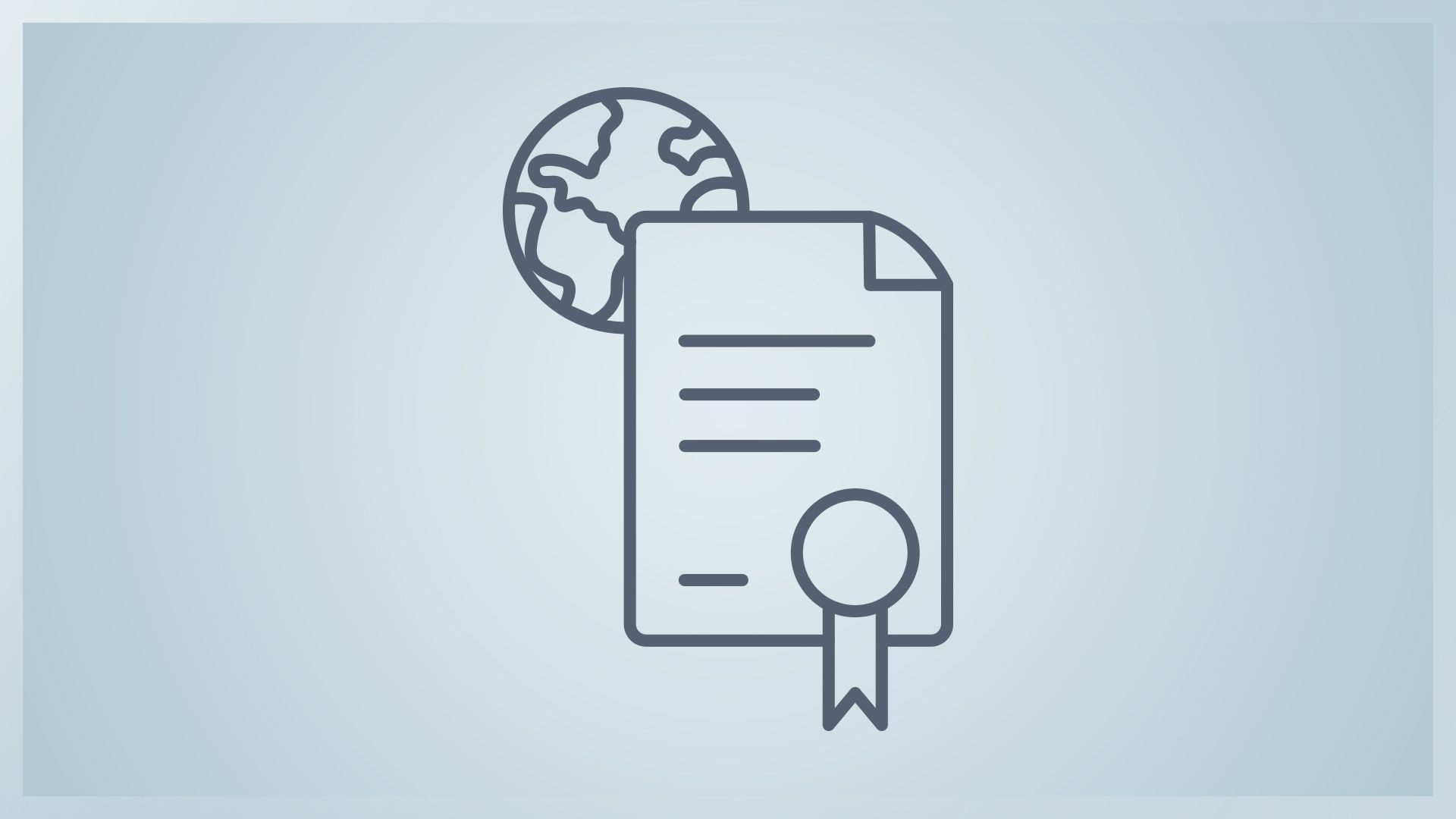 Icon eines Diploms vor der Weltkugel.