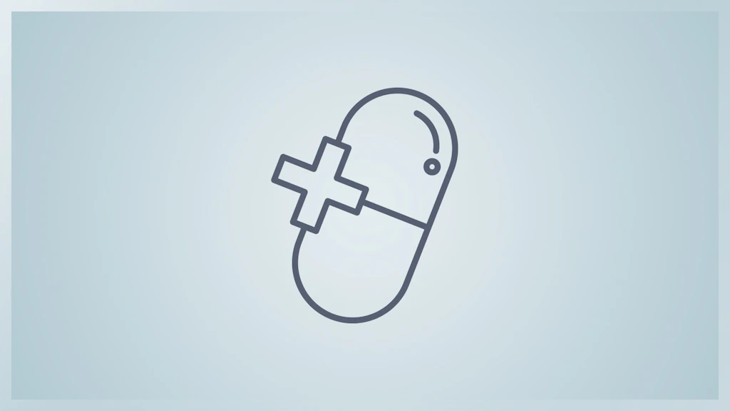 a pill with a medical cross.
